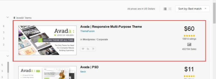 购买Avada主题